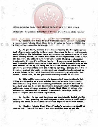 WM ARMY document denying special treatment